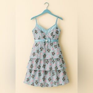 Floral Tiered Dress with Bow